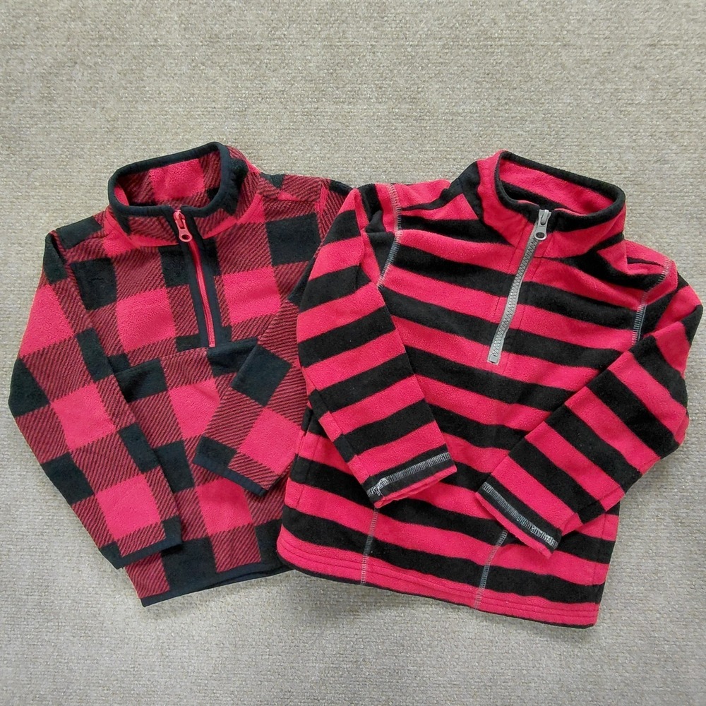 Carters Buffalo Plaid Wonder 3T Red Black Stripe Quarter Fleece Zip‎ Pullover